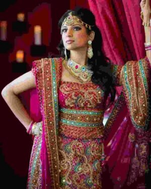 Embroidered Woven Silk Lehenga