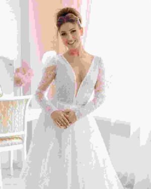 A Line Long Sleeve Gown