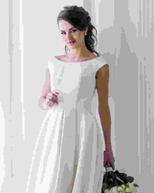 A Line Sleeveless Wedding Dress
